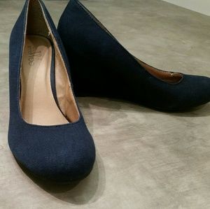 Navy Blue Wedge Shoes Women's Size 7
